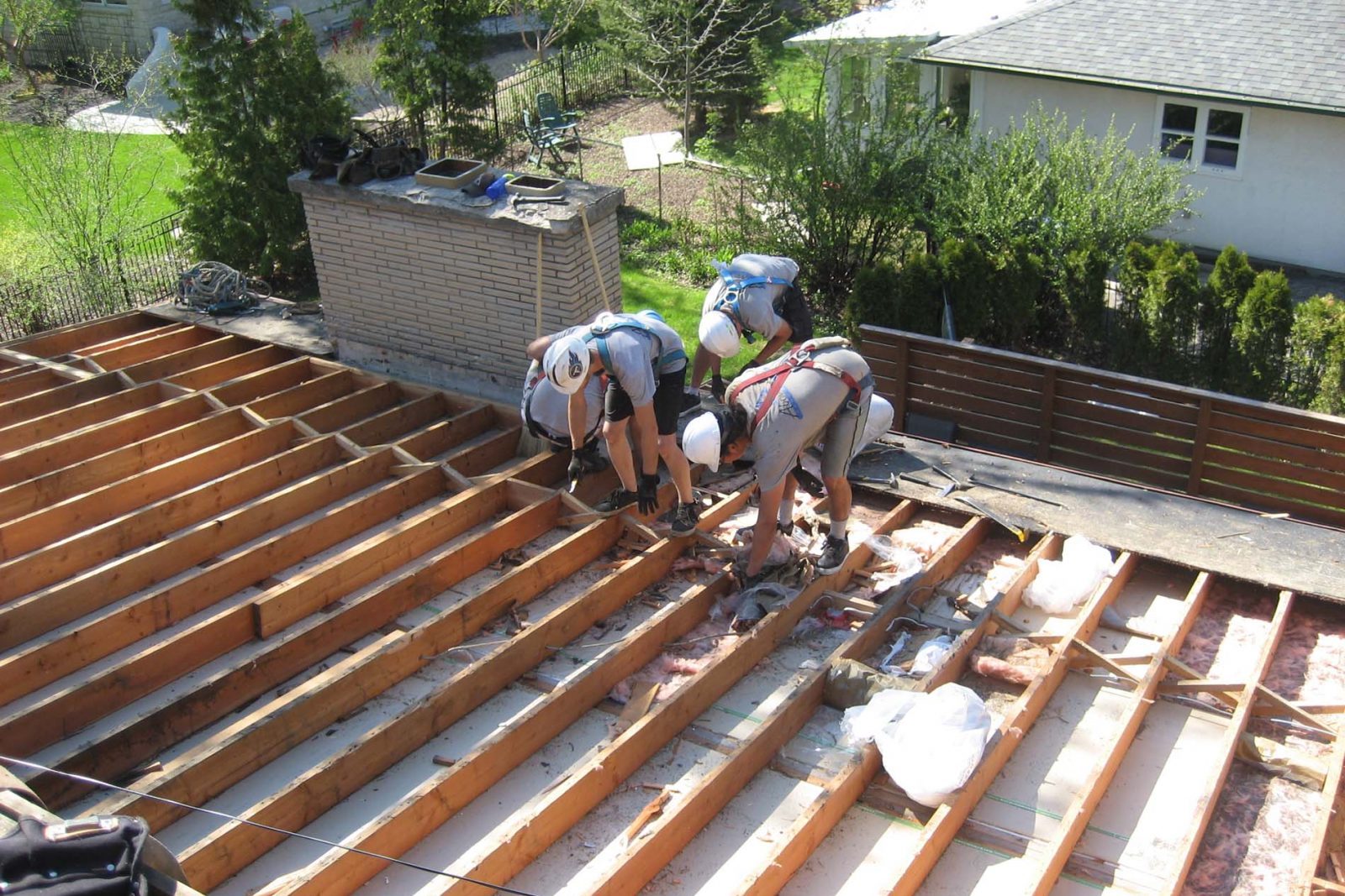 Batt insulation installed between roof joists
