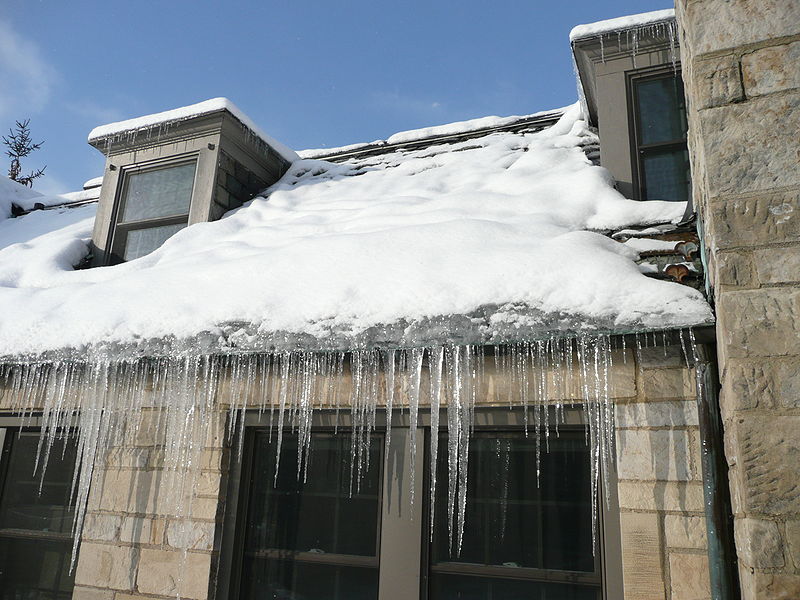 Half storey house with ice dams